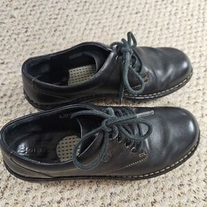 Born Womens Black Leather Round Toe Lace-Up Casual Oxford Shoes Size 7.5
